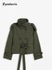 New Arrival Women's Elegant Stand Collar Double-breasted Waist-tied Short Trench Coat
