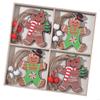 12Pcs Wooden Lovely Man Ornaments Durable Holiday Homes Decoration 4 Panel Designs for Christmas Tree Decorations