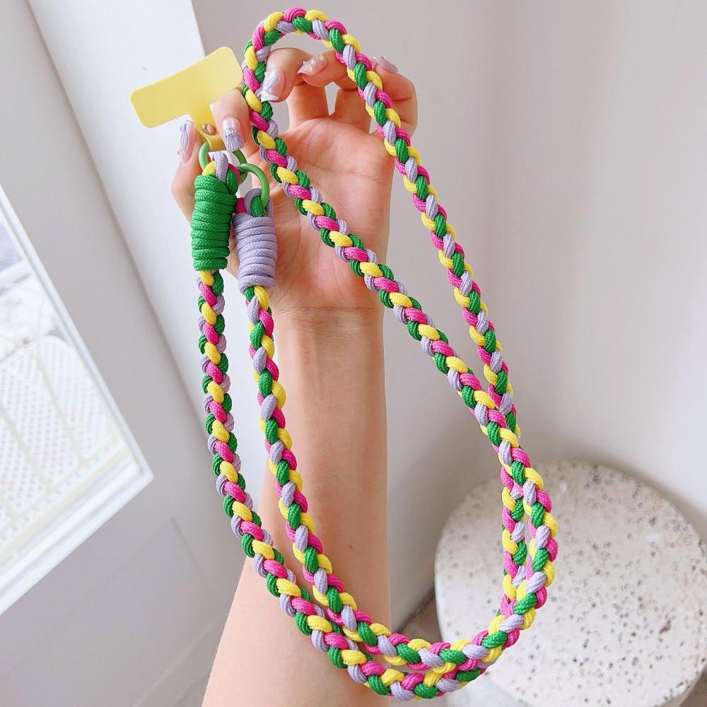 Colorful Lanyard Woven Rope Girls' Crossbody Shoulder Strap Anti-loss Sturdy Lanyard Keychain Four-strand Mobile Phone Lanyard