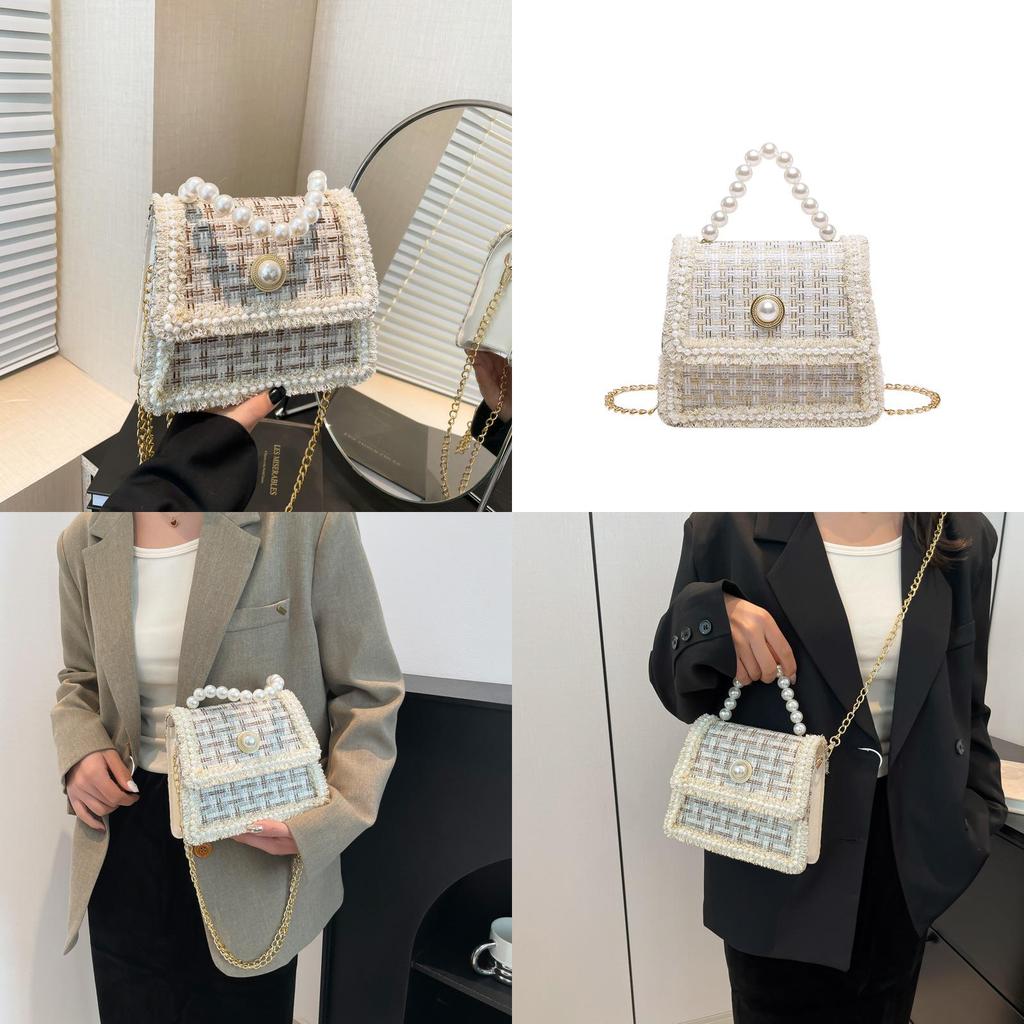 Fashionable Pu Leather Small Square Bag For Women Available In Cream And Khaki