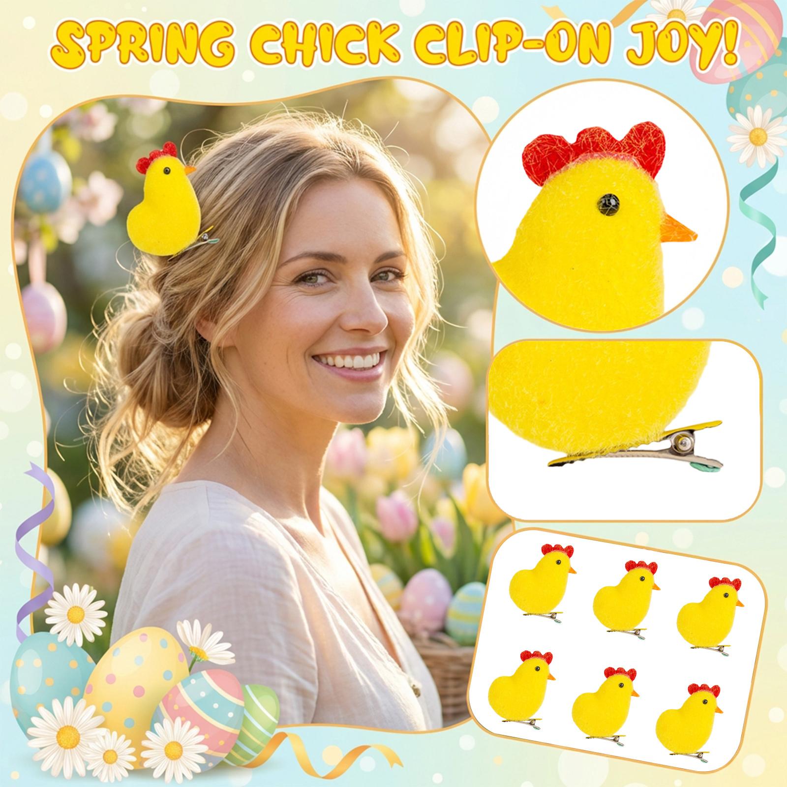 6-piece Easter Plush Chicks With Clips, Foam Flocked Chicks, Easter Decorative Chicks One Size