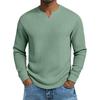Men's Solid Color V-Neck Long-Sleeved Top Men's Sports Plus Size Casual V-Neck Top