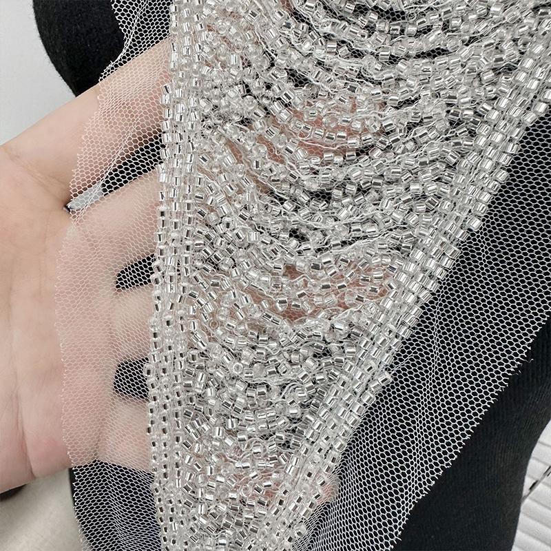 1Pcs Lace Tassel Sequin Patch DIY Sewing Applique Wedding Dress Back Decoration Stage Performance Clothing Coat Accessories
