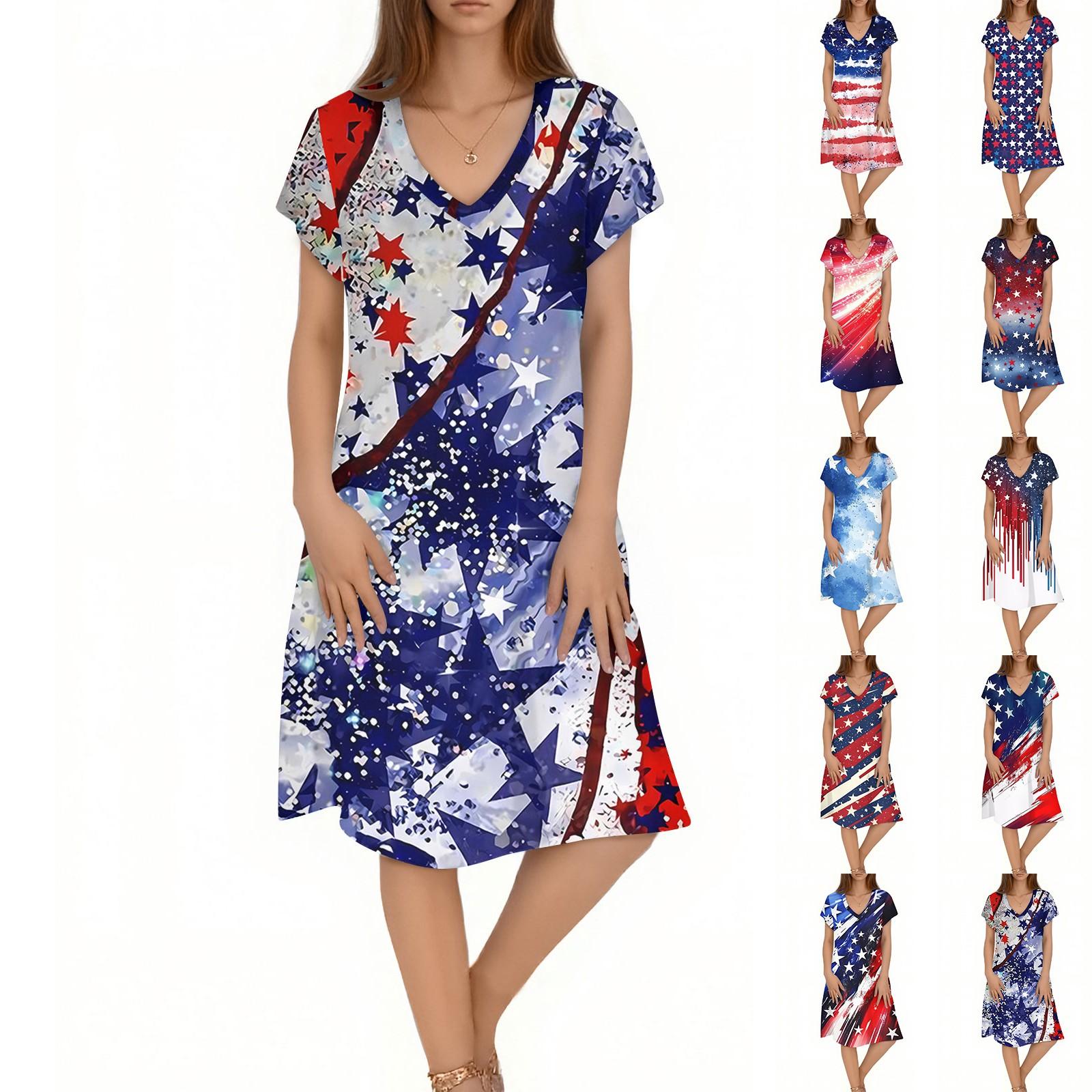 

Women s Casual Fashion V-Neck Short Sleeve Floral Print Midi Flowing Dress XXL білий