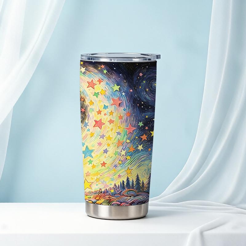 591ml Car Tumbler Galaxy Moon Trip Element Straw Cup Gift Cup Metal Drink Mug 20oz Car Straw Cup Coffee Tumbler