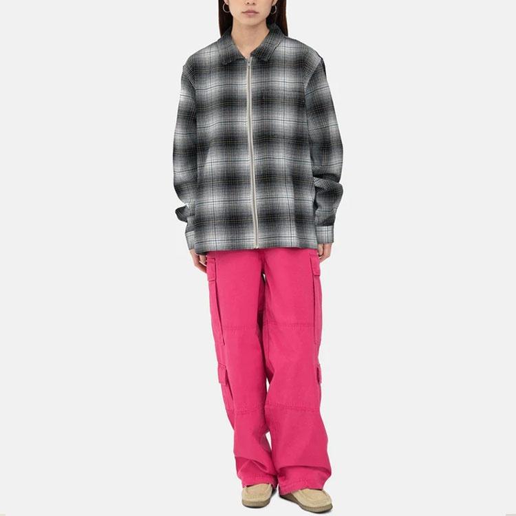 Stussy Paul Shadow Plaid Zip Shirt 'Black White' Men's 1110238