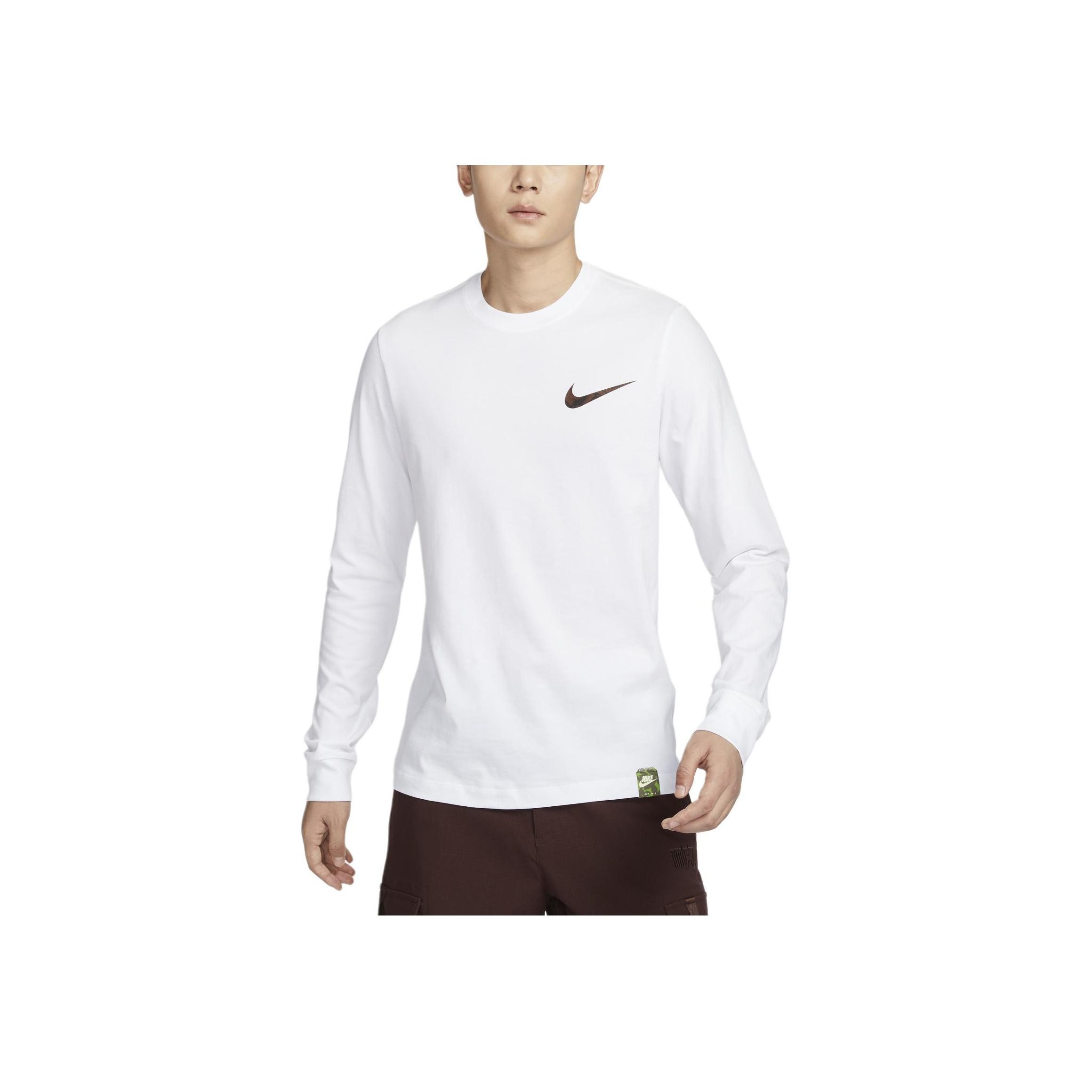 

Nike Sportswear Club Casual Crew Neck Comfortable Long Sleeve T-Shirt Men Tops White FZ7957-100 M