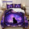 Black Cat Pattern Bedding Quilt Set Quilt Cover Pillowcase Home Decoration Birthday Gift (1 * Duvet Cover + 2 * Pillowcase, Without Core)