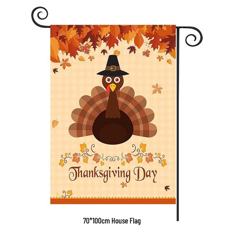 Turkey Yard Decoration Flag: Halloween Pumpkin & Thanksgiving Festival Garden Flag