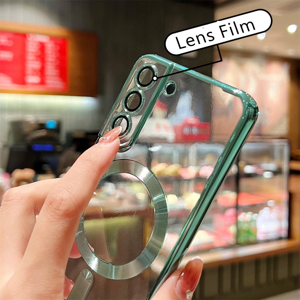 Plating Silicone Clear Magnetic For Magsafe Case For Samsung S26 S25 S24 S23 S22 FE Plus Ultra A56 A36 A26 A06 A16 A55 A35 A15