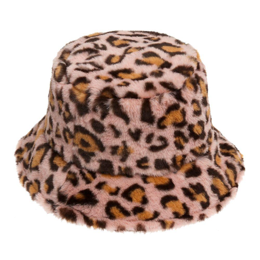 Women Winter Multicolor Rainbow Casual Cow Faux Fur Bucket Hat Fisherman Cap Cloche Hats
