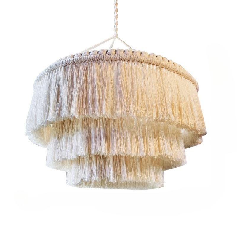 1Pc Bohemian Tapestry Lampshade Hand-woven Tassel, Home Chandelier Decoration Nordic Style