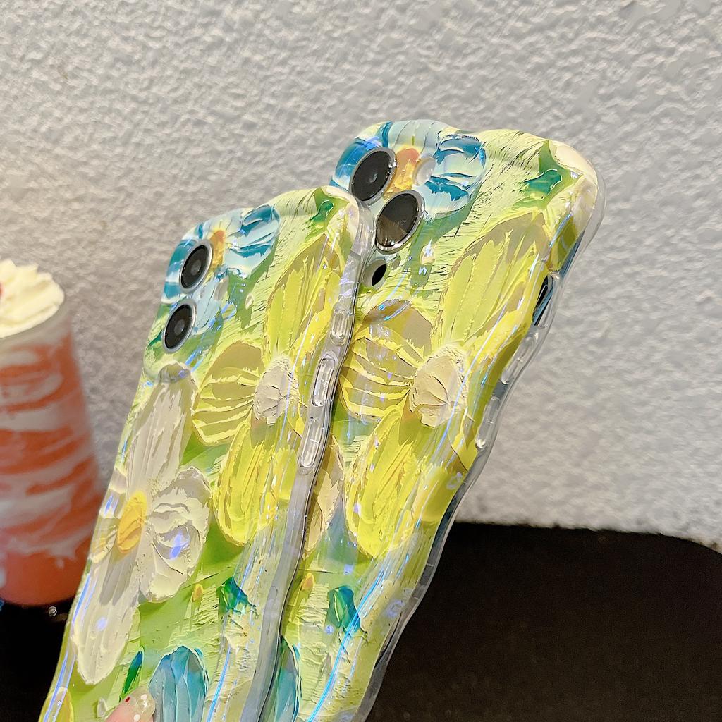 Retro Oil Painting Phone Case For iPhone 13 14 15 16 ProMax 12 11 Luxury Flower Print Shockproof Silicone Cover Artistic Decor