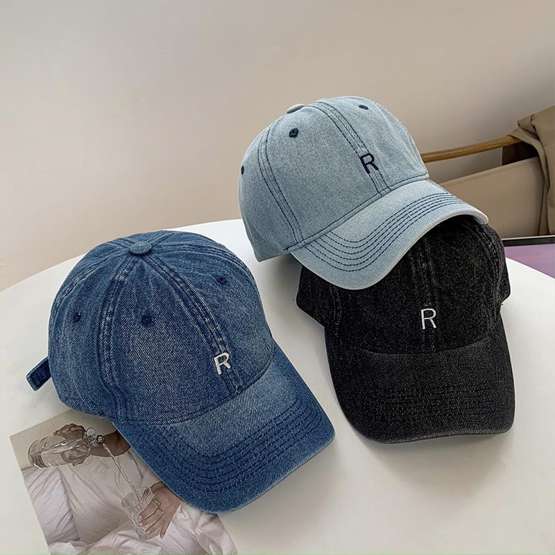 Stylish Lettered Denim Baseball Cap For Women And Men Adjustable Spring Summer Wear