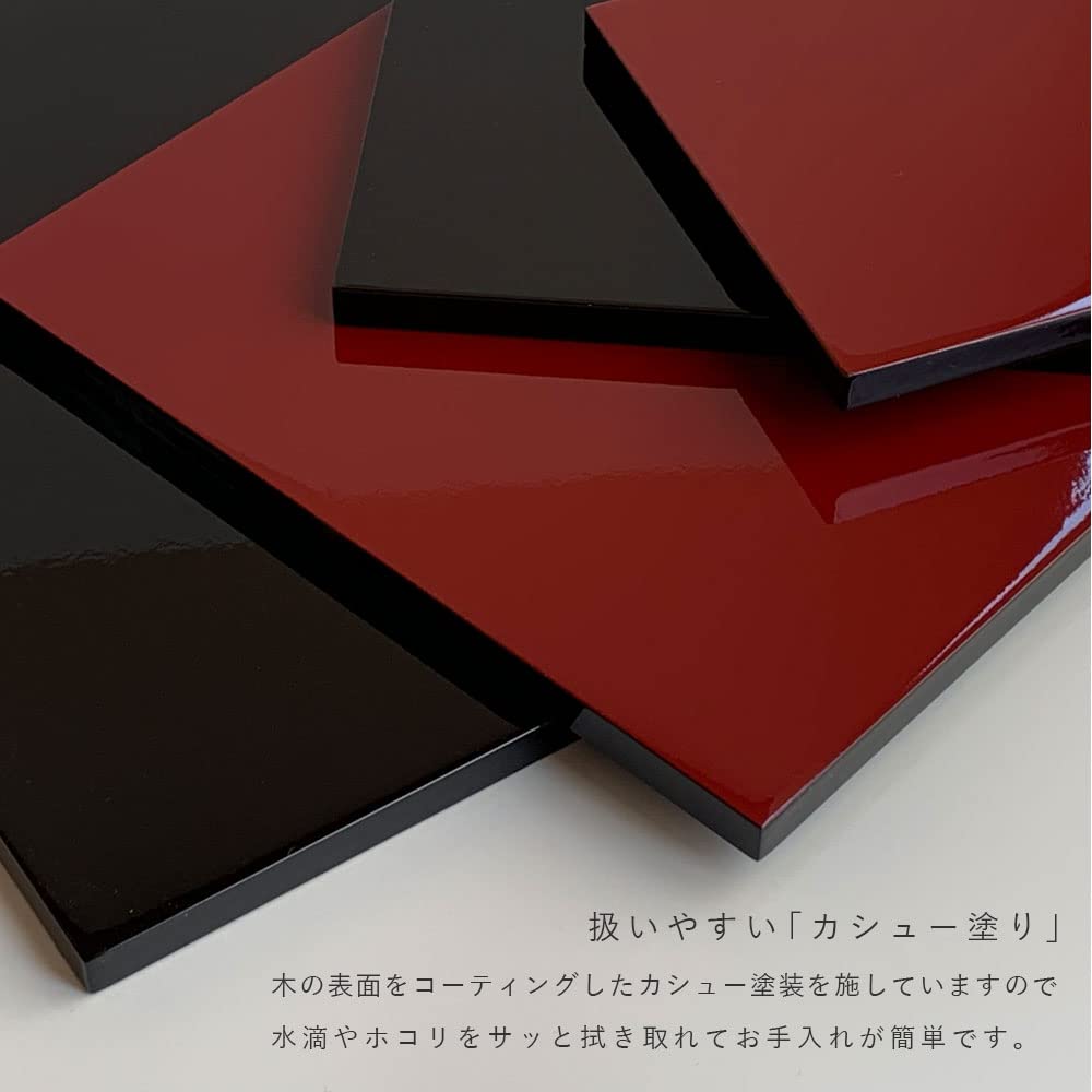 Yamaga Lacquerware Shop Flower Stand/Display Stand, Wooden Rectangular Board, Black and Vermilion Double-Sided Painting, Kishu Lacquerware, Made in Ja