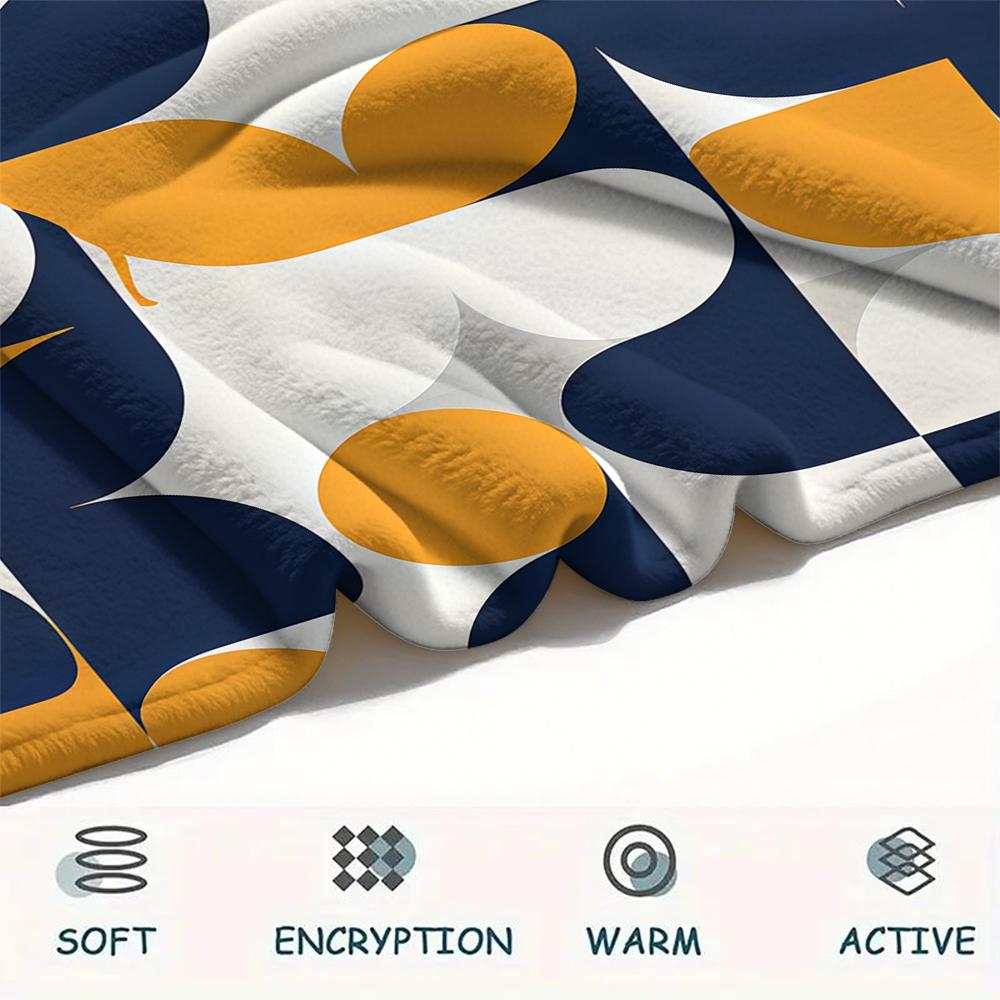 1Pc Simple Geometry Print Flannel Blanket, High quality Comfortable for All Seasons, Home Decor, Warmth and Comfort, Perfect for Christmas Gifts W23