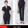 Women's Black Short-Sleeve Professional Suit Set for Summer Reception and Workwear