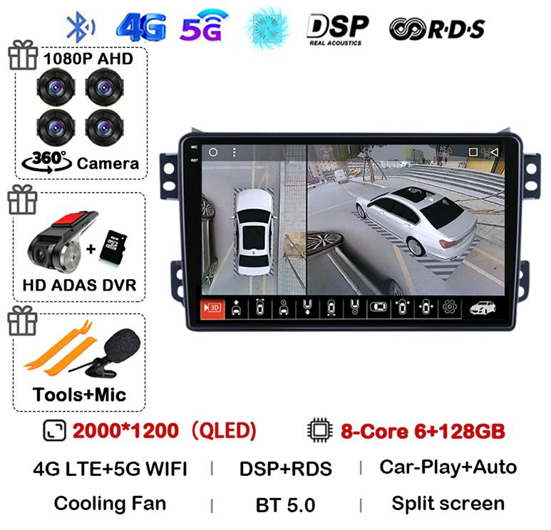 Android 14 Carplay Auto WIFI+4G For OPEL Agila SUZUKI Splash Ritz 2008-2014 Car Radio Multimedia Player GPS Navigation Stereo BT