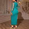 Elegant Lady Party Dresses New Style V Neck Transparent Sleeve Beaded Sheath Ankle Length Fashion Female Dinner Dress