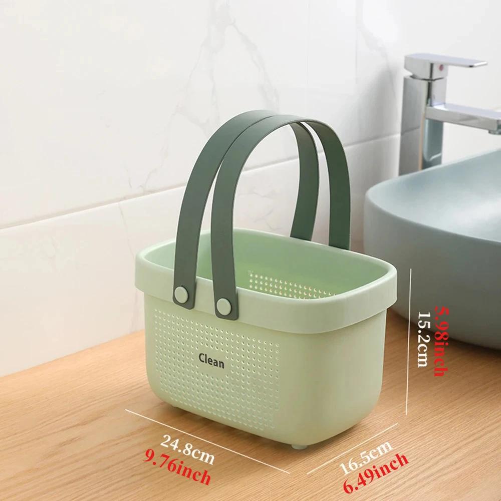 Plastic Storage Basket with Silicone Handles Large Capacity Clothes Organizer for Shower Room Bathroom Washhouse Bathroom Basket