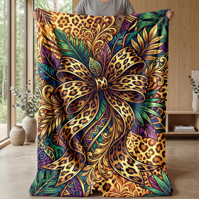 Leopard Print Luxury Clutch 1 Theme blanket Lightweight Warm Flannel Blanket Decorative Throw Blanket for Home Decoration