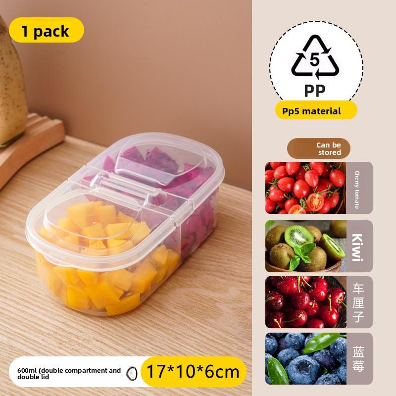 The Fruit Bento Box Is A Transparent, Covered, Separated and Fresh-keeping Box Specially Designed for Primary School Students' Food When Going Out