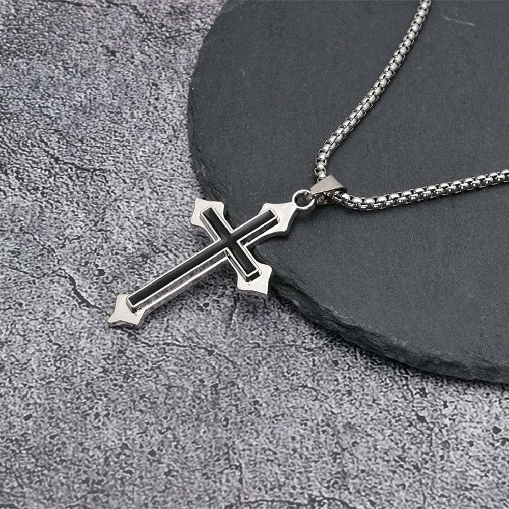 Hollow Street Style Stainless Steel Men Necklaces Clavicle Chains Cross Pendants Cross Necklaces