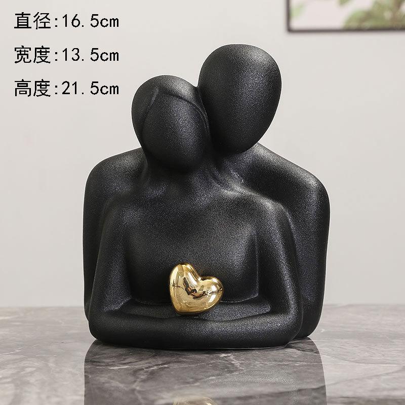 Ceramic Figure Figurines Modern Decoration Home Sculpture Nordic Decorative Abstract Couple Statue Living Room Crafts Ornaments