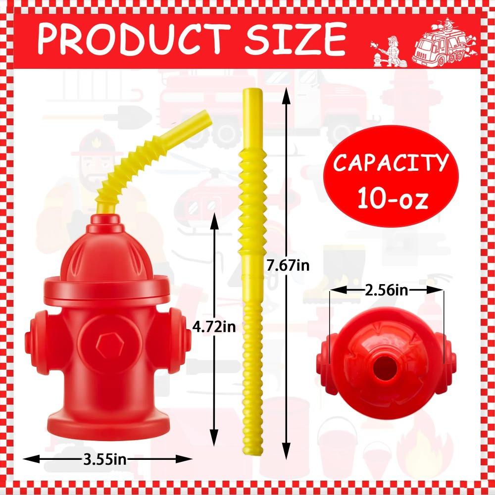 Red Fire Hydrant Water Cup Novelty Party Supplies Creative Fire Hydrant Straw Cup  Boys
