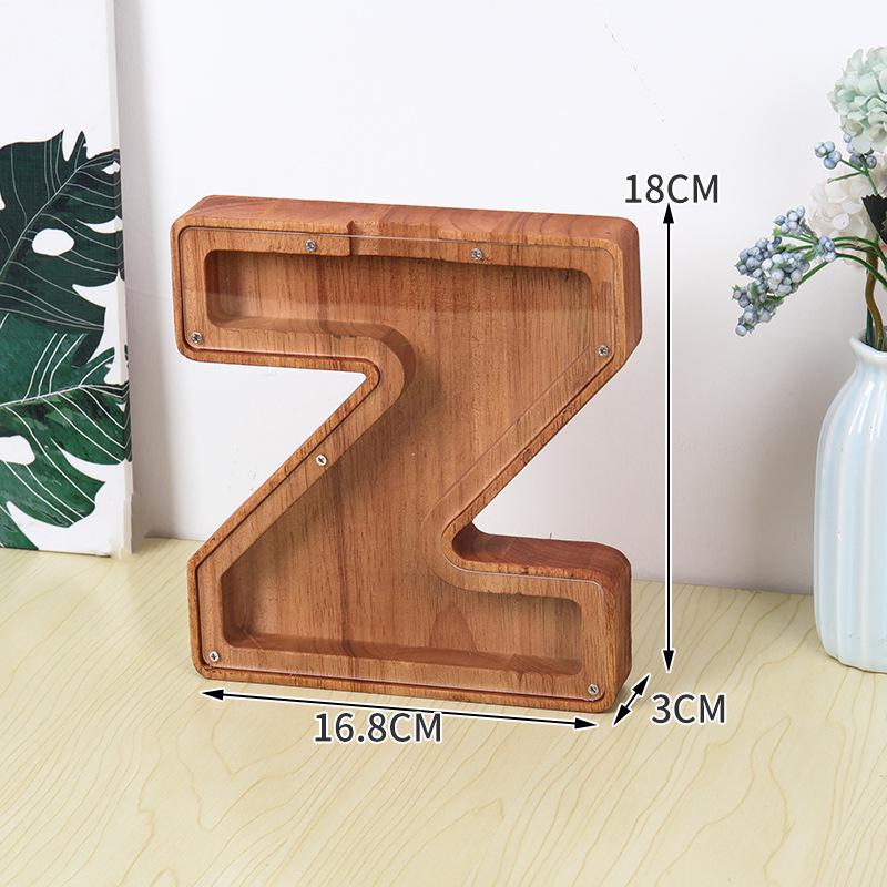 Alphabet Wooden & Acrylic Piggy Bank for Kids - Transparent Animal Design
