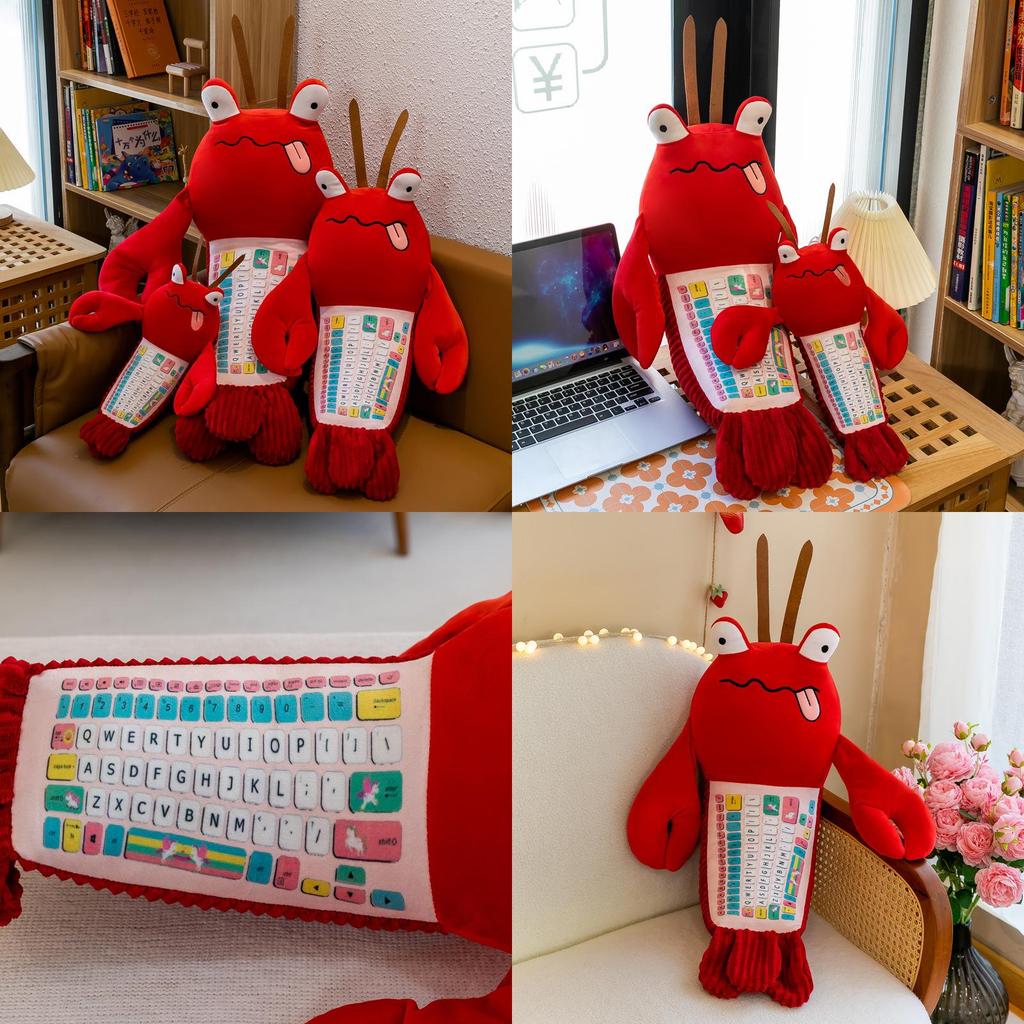 Keyboard Warrior Plush Toy Red Lobster Stuffed Animal For Kids And Adults