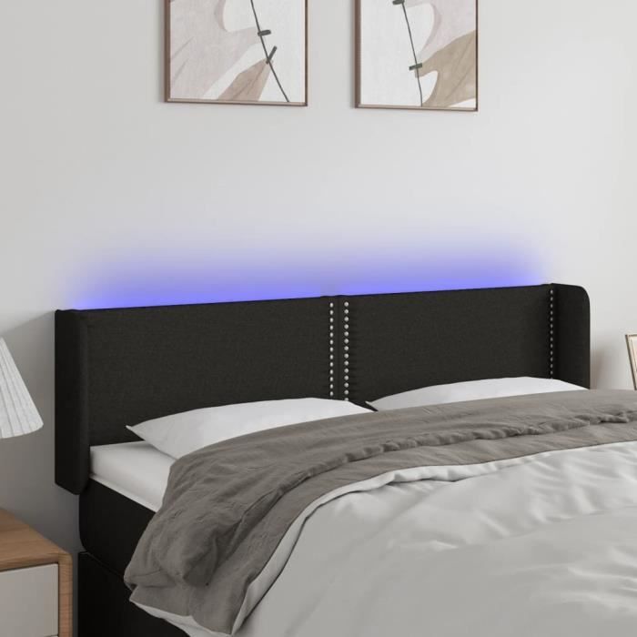 3123096 vidaXL Tête de lit à LED Noir 147x16x78-88 cm Tissu