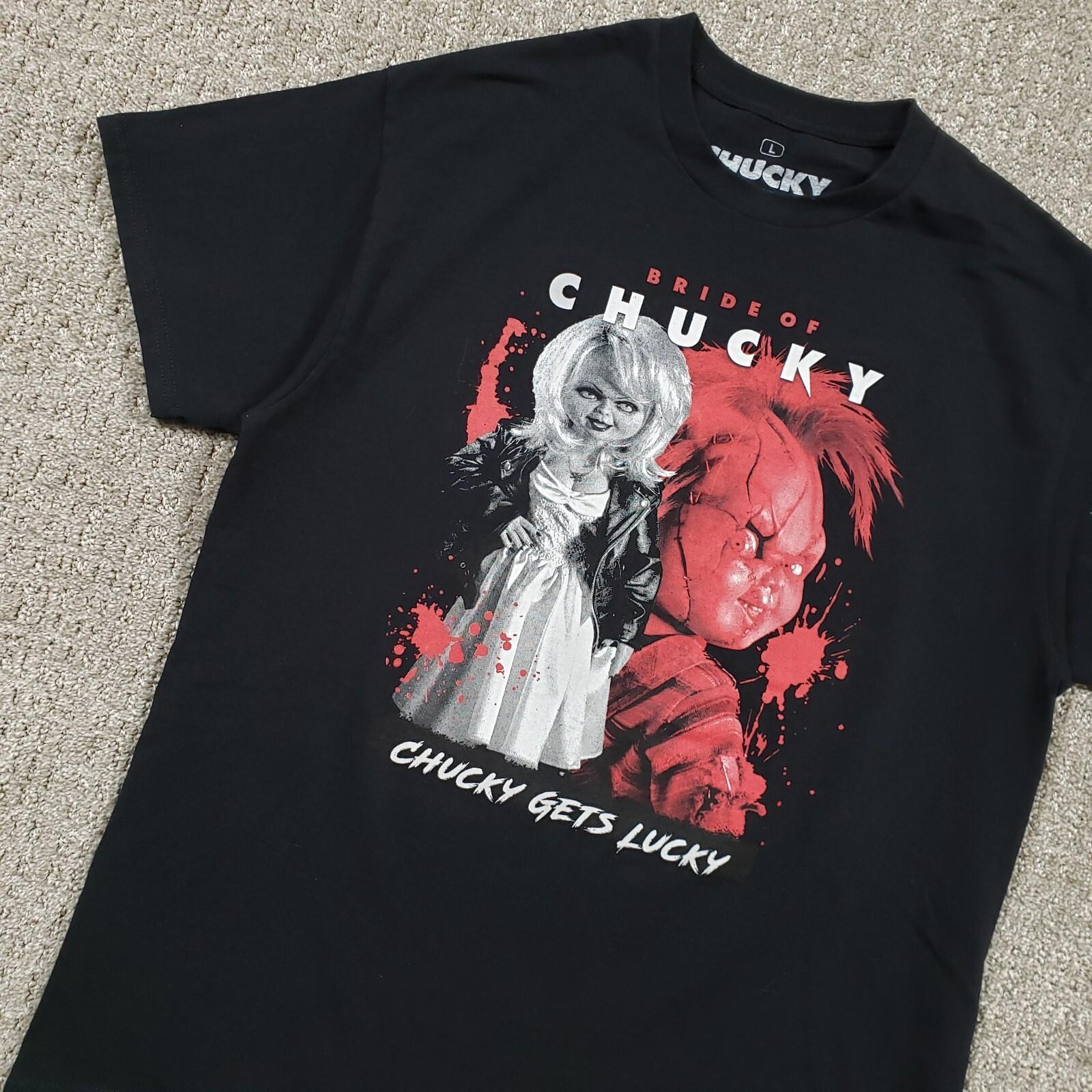 Bride of Chucky Shirt Mens Large Black Horror Movie Promo Chucky Gets Lucky Unisex T-Shirt S