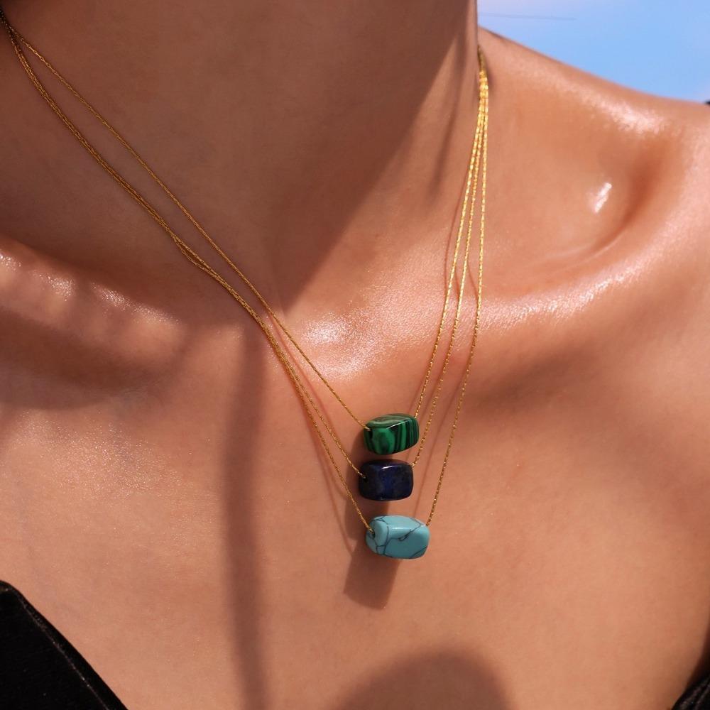 Lapis Lazuli Western Country Necklace Malachite Bohemian Style Choker  Women Gift