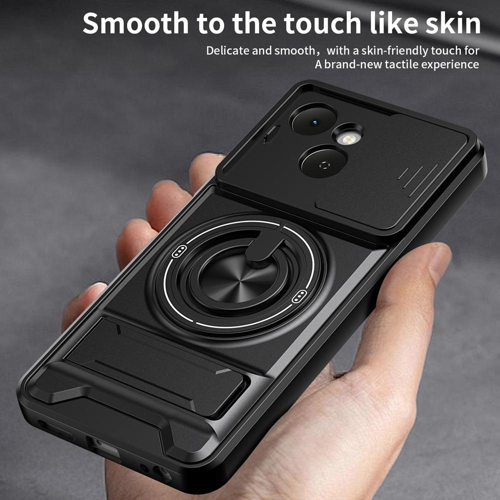 KEYSION Magnetic Phone Case for TECNO Spark 40C 4G Slide Camera Protection Upright Kickstand 360° Ring Shockproof Back Cover