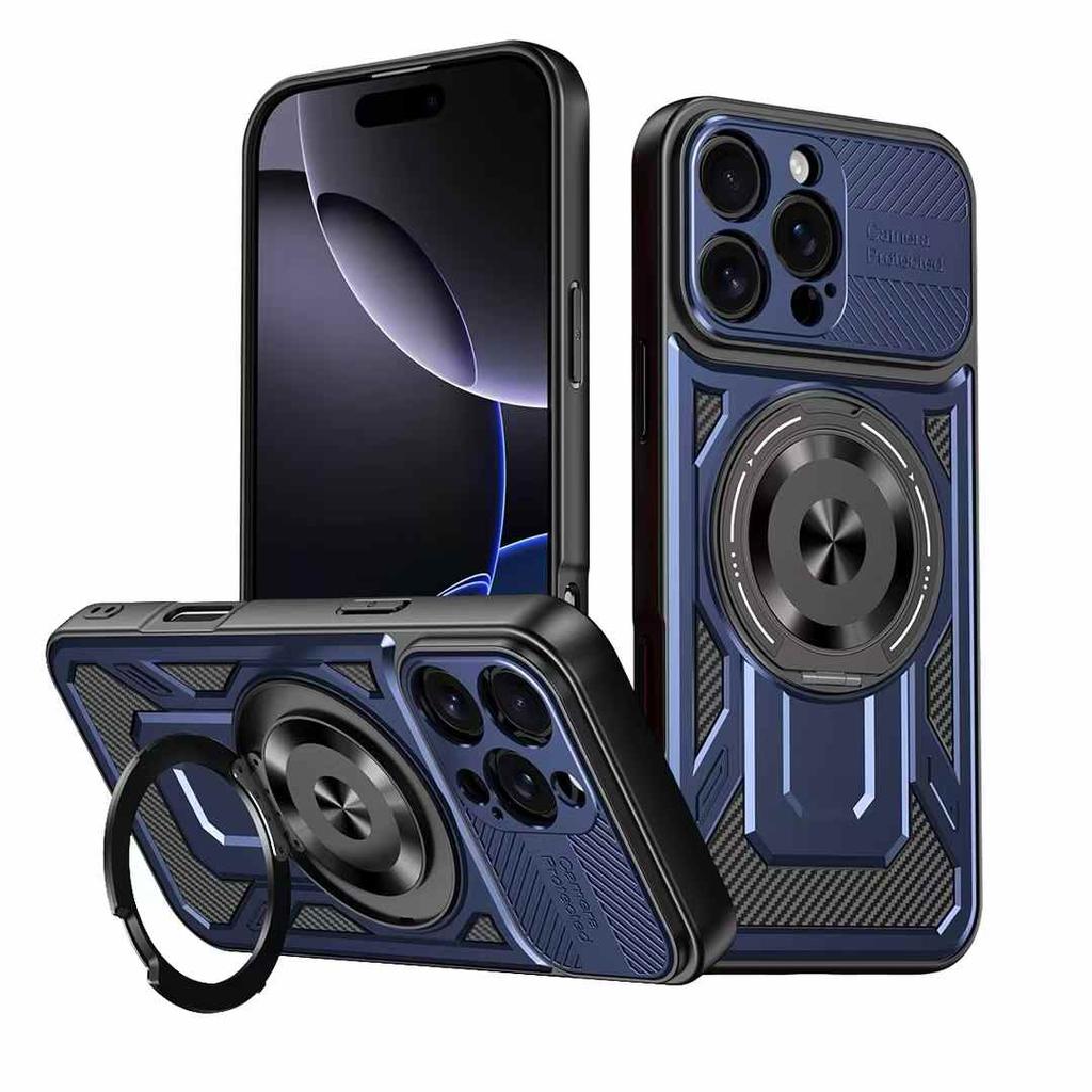 Luxury Ring Holder Kickstand Phone Case for iPhone 18 Pro Max/16 Pro/17 Plus/16e Magnetic Wireless Charging Phone Case