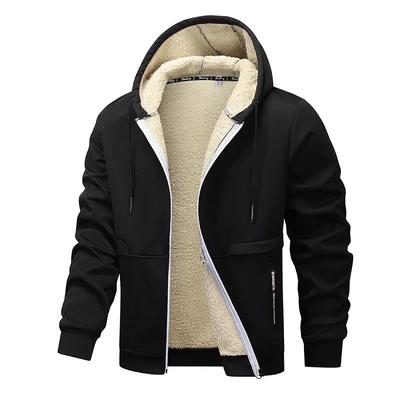 Winter Lambswool Zipper Hoodies Thicken Warm Jacket Men Long Sleeve Sweatshirts Casual Sports Fleece Coats Hooded Man Jackets