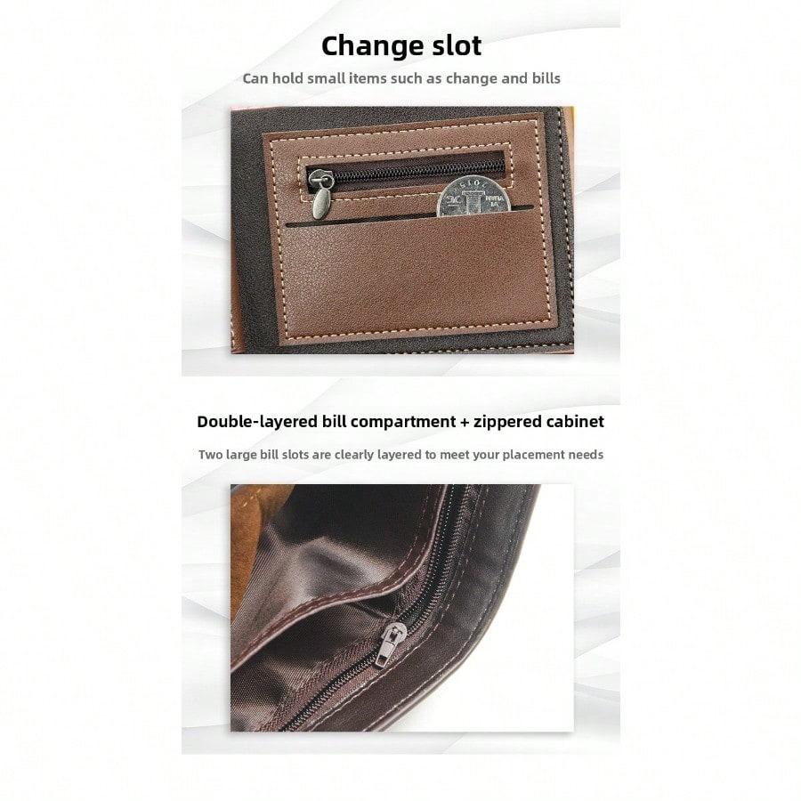 Korean Version Hinge Bronzing Printing Men's Wallet Short, Matte Multi-card Large-capacity Men's Wallet