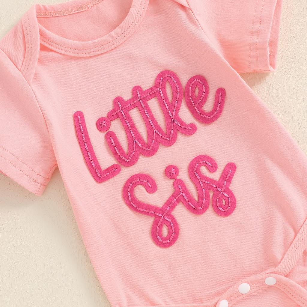 Baby Girl Summer Outfits Letter Embroidered Short Sleeve Rompers Long Pants Headband 3Pcs Clothes Set