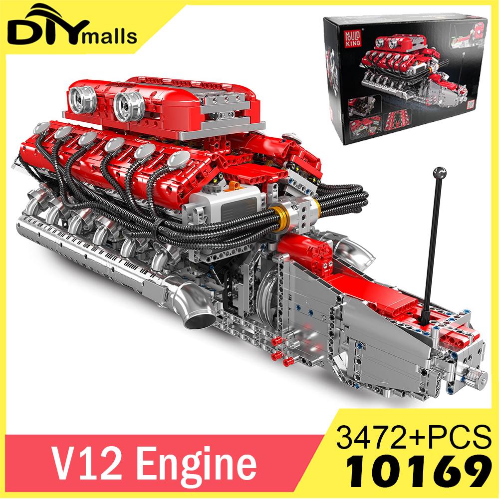 MOULD KING 10169 V12 Engine Model Building Block Kit Sports Car 3472PCS Motor Drive Puzzle Block Assembly Toys Christmas Gifts