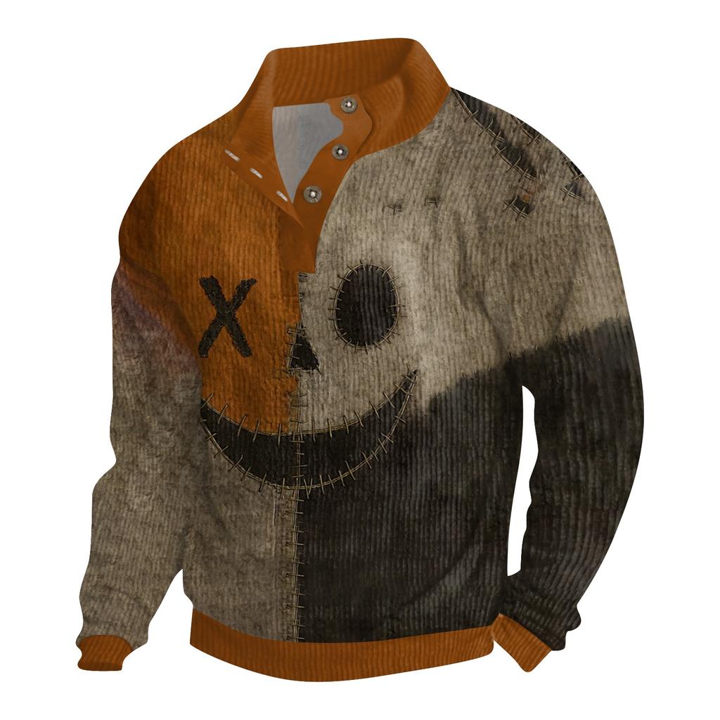 Men's Halloween Printed Corduroy Button Shirt