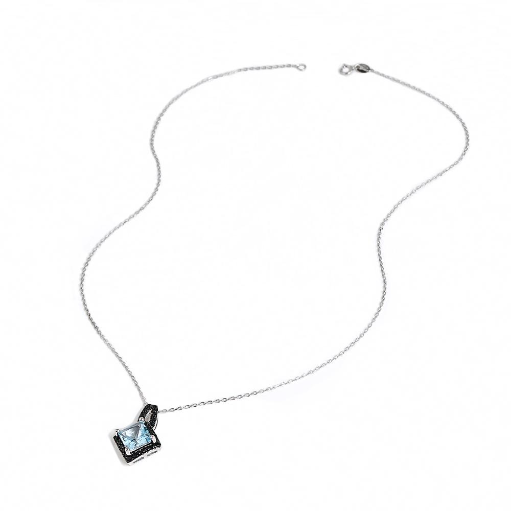 925 silver ring earrings pendant necklace natural sky blue Topaz real gemstone fine jewelry set for women's Daily and party wear