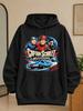 Unisex Hoodie Tain Scarlet and the Mysterons Three Sci-Fi Characters with Blue SPV Vehicle City Backdrop and Spectrum Is the Only Hope Text