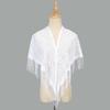 Pure Color Tassel Triangle Shawl Polyester Mesh Scarves Fashion Lace Hollow Scarf  Spring