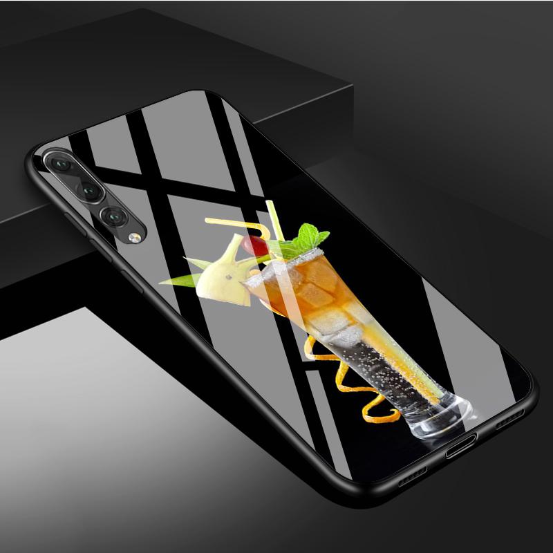 Drinks Tempered Glass Phone Case For Huawei P20 P30 P40 P40 Lite Pro Psmart Mate 20 30 Cover Shell