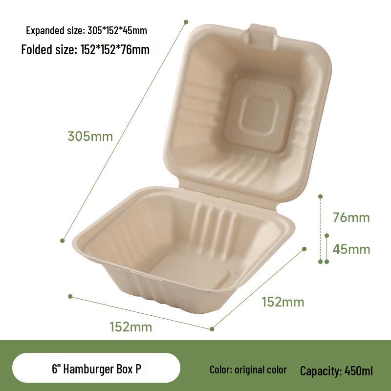 COFLYEE Biodegradable Disposable Hamburger & Takeaway Boxes