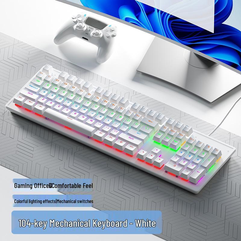 Fenglingdu 87-Key Wired Mechanical Keyboard with Blue, Red, Brown Switches - Gradient, Side-Engraved, Ideal for Gaming and Office Use.