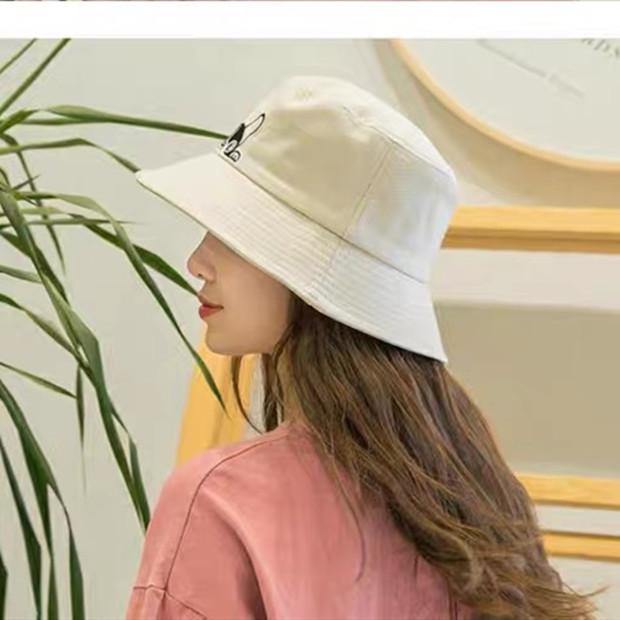 Unisex Embroidered Cute Dog Foldable Bucket Hat Beach Sun Hat Street Headwear Outdoor Cap Men and Woman Hat