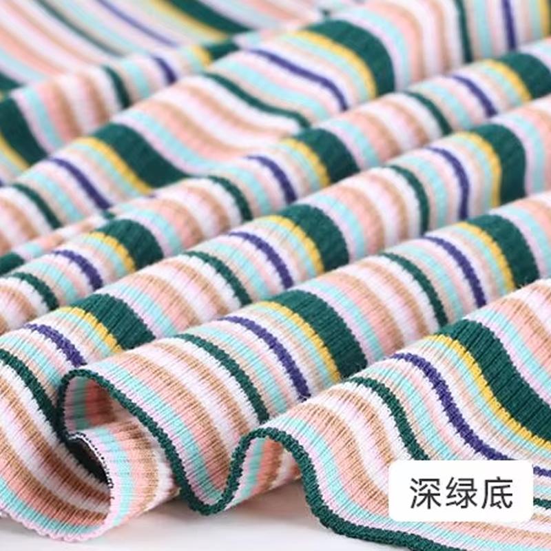 

Striped Ribbed Cotton Ribbed Rainbow Stretchy Knitted Fabric By Half Yards For Making Cuffs, Doll Costumes, Ladies Dresses 45X140cm