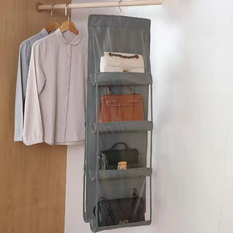 Double Sided Hanging Handbag Organizer For Wardrobe Closet Waterproof Storage Bag Door Wall Clear Sundry Bag With Hanger Pouch